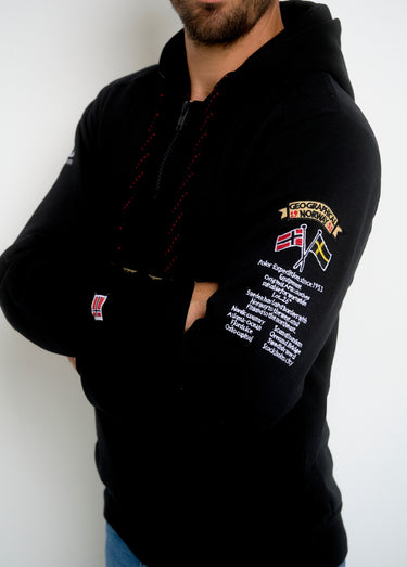 Sweat à capuche demi zip manches longues Noir