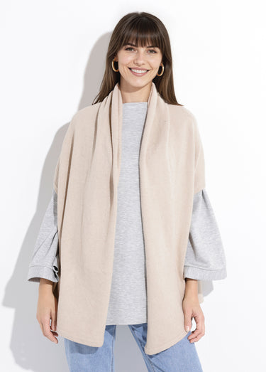 Poncho cape chaud maille avec laine Beige