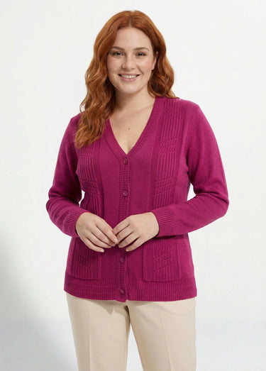Gilet boutonné manches longues Cassis