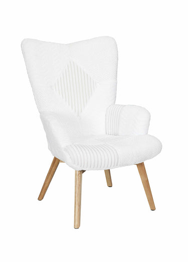Fauteuil confort, patchwork ton sur ton Blanc