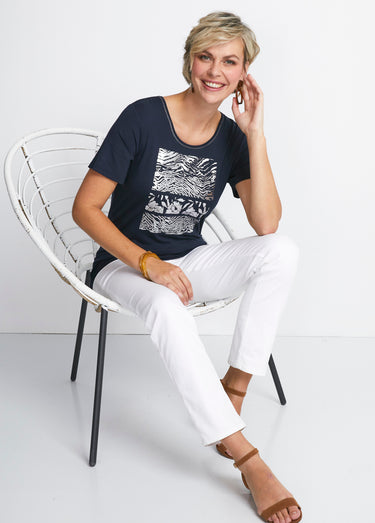 Tee-shirt manches courtes sérigraphie Marine