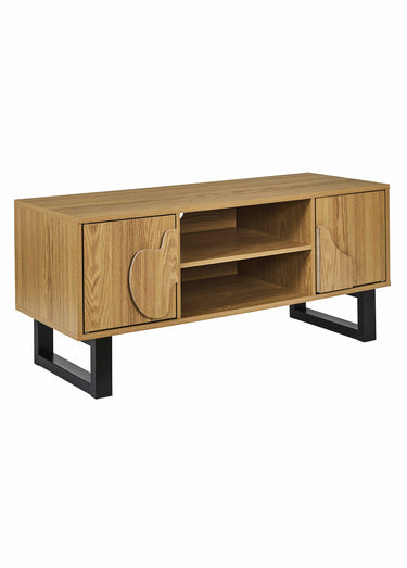 Meuble TV en bois décor forme abstraite Marron/Noir