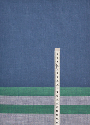 Coupon de tissu en coton rayures toniques Bleu/Vert