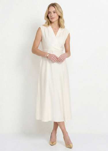Robe longue sans manches col cache-coeur Blanc