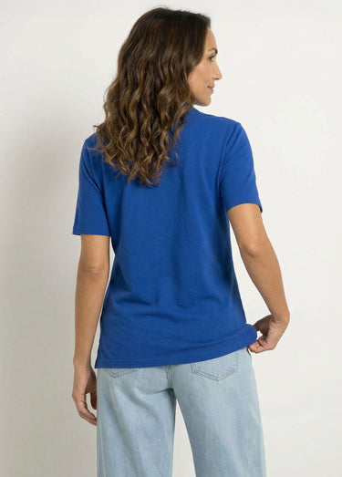 T-shirt maille piquée coton col polo Bleu Dur