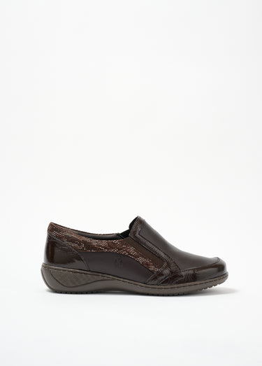 Mocassins élastiqués compensés en cuir Marron