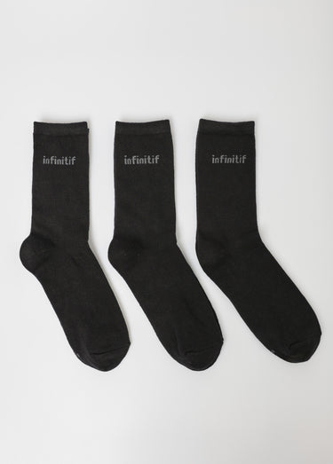 Lot de 3 Chaussettes logo, unies Noir
