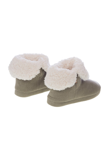 Chaussons chauds  en suédine fourrés Kaki