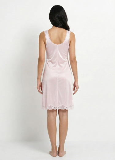 Fond de robe satiné antistatique et dentelle Rose