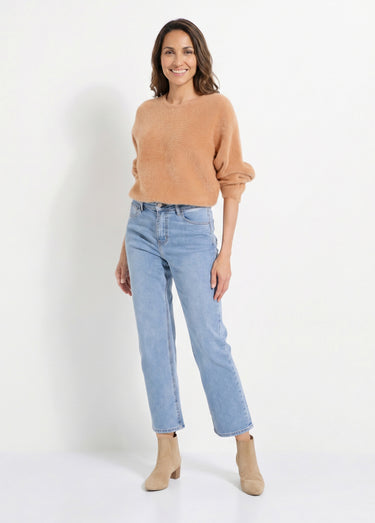 Jean droit 5 poches, spécial PETITE Denim Moyen