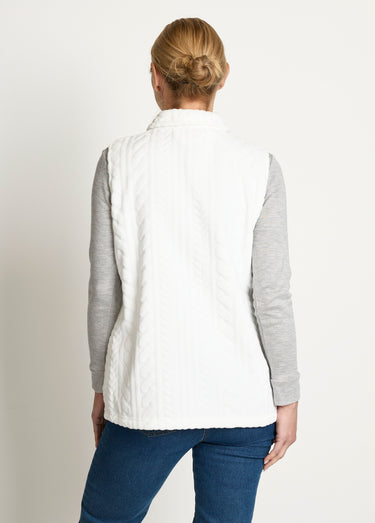 Gilet sans manches zippé polaire toucher peluche Blanc