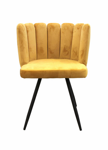 Chaises velours dossier capitonné 1G Moutarde