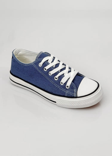 Baskets en toile à lacets inspiration US Denim Bleu