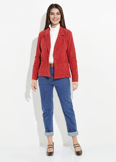 Veste velours grosses cotes, col tailleur Brique