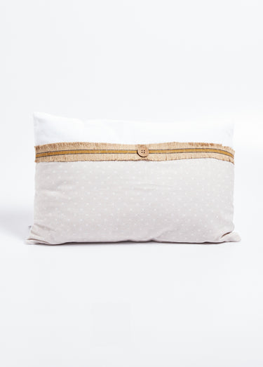 Coussin rectangulaire coton, thème naturel Ecru