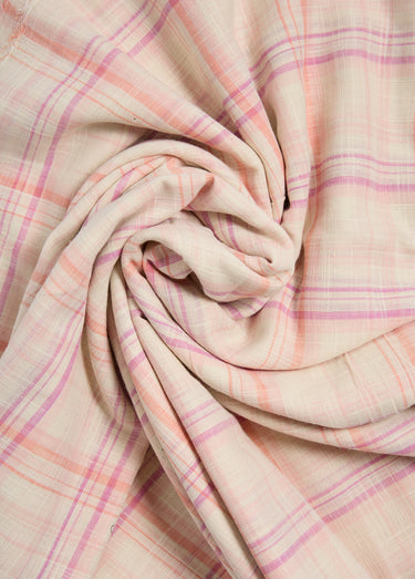 Coupon tissu carreaux en coton, Delhi Rose