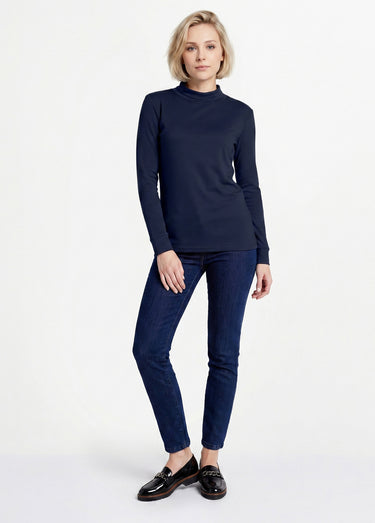 Sous-pull chaud col roulé maille interlock unie Marine