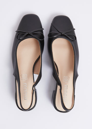 Ballerines slingback, petit talon enrobé Noir