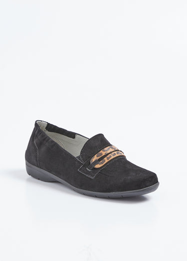 Mocassins cuir velours élastiqués largeur confort Velours Noir