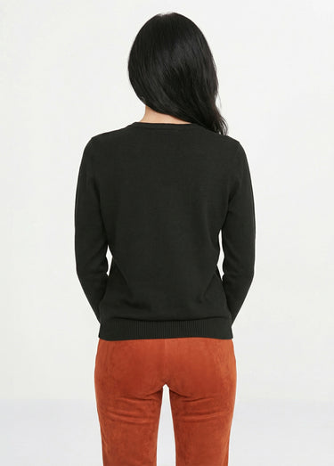 Pull doux col V manches longues Noir