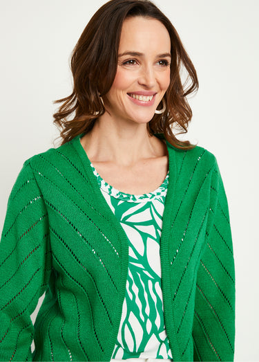 Gilet boléro fin ajouré coton Vert