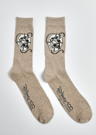 Chaussettes vintage fantaisie, Mickey Beige