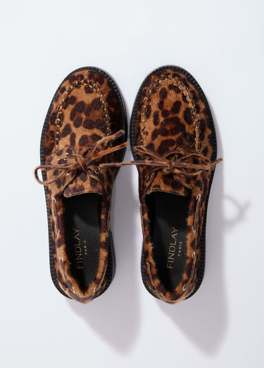 Mocassins en suédine avec oeillets métal Leopard