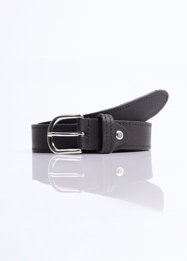Ceinture casual chic cuir, bords francs Noir