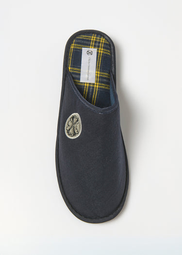 Chaussons forme mules chic avec logo Bleu