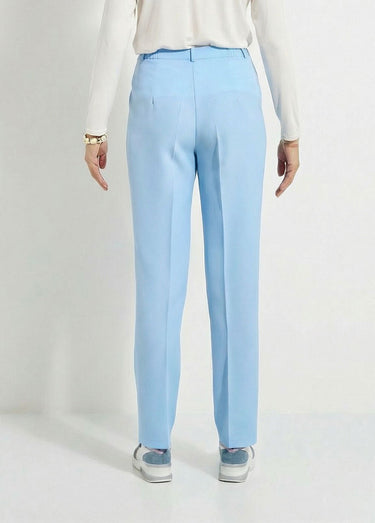 Pantalon droit uni taille semi élastiquée Bleu Ciel