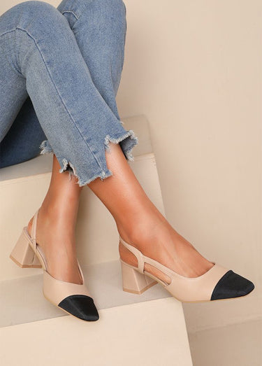 Escarpins bicolores chic en toile Rose Nude