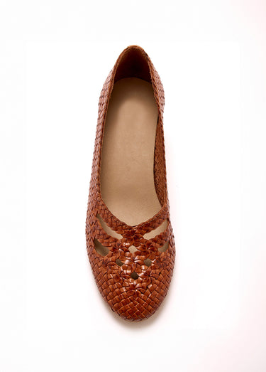 Escarpins cuir tressé largeur confort Camel