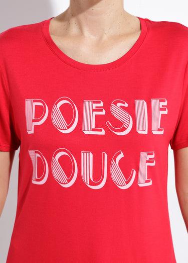 T-shirt à message manches courtes Rouge