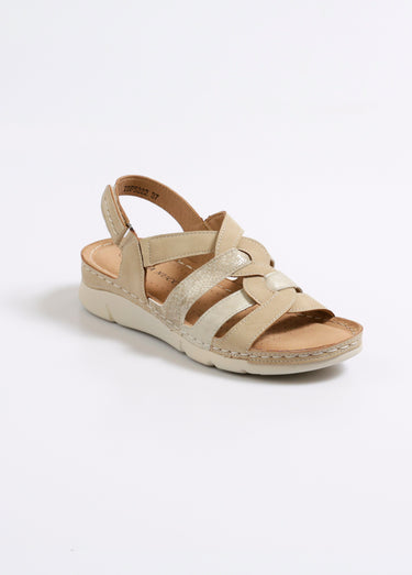 Sandales multimatières brides entrelacées Beige
