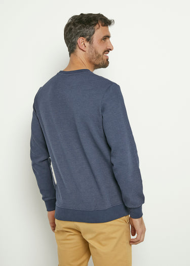 Sweat texturé col rond manches longues Indigo