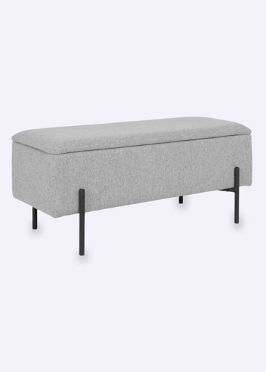 Banc en tissu avec coffre de rangement Gris Clair