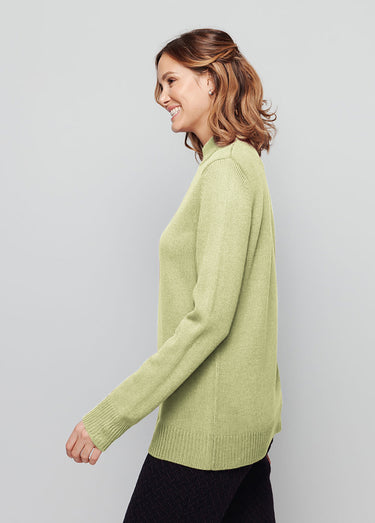 Pull col montant maille épaisse Vert Tilleul