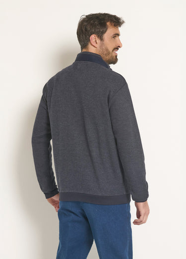 Gilet zippé chiné col montant Bleu