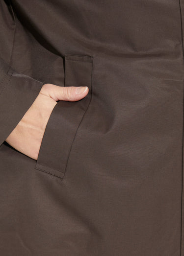 Parka déperlante longue avec col velours Chocolat/Camel