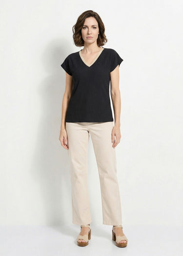 T-shirt maille gaufrée manches kimono Noir