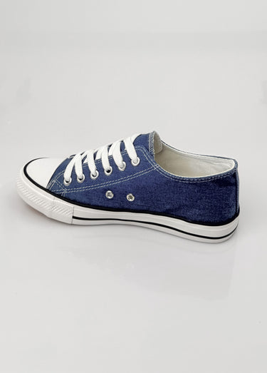 Baskets en toile à lacets inspiration US Denim Bleu