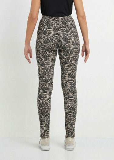 Legging ceinture élastiquée uni ou imprimé Noir/sable