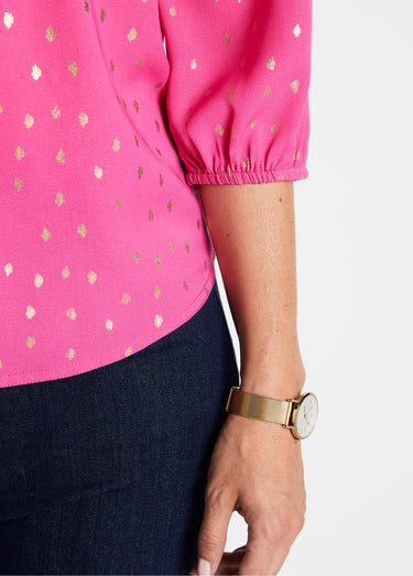Tunique ample mi-longue manches 3/4 Rose