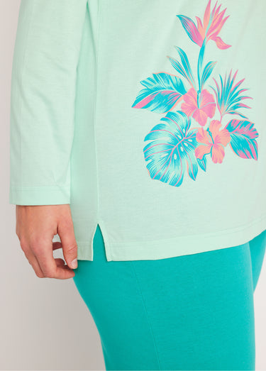 Pyjama boutonné coton motif exotique Imprime Tropical