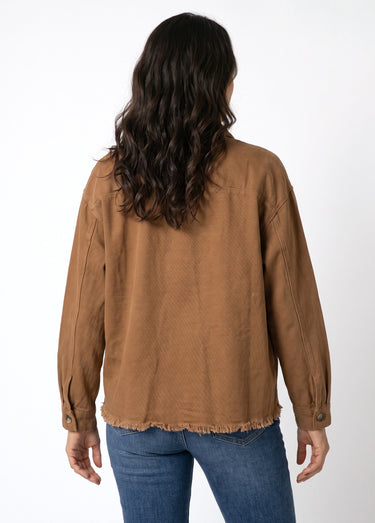 Veste surchemise brodée inspiration folk Camel