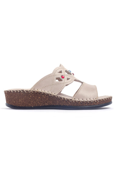 Mules largeur confort cuir Taupe