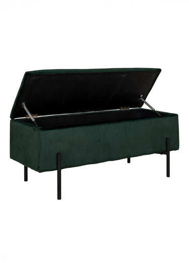 Banc velours, coffre de rangement 2V Vert