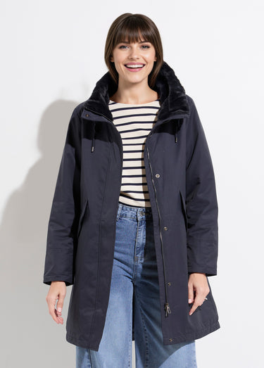 Parka déperlante intérieur fourrure Marine