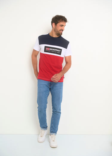 T-shirt tricolore logo poitrine Blanc