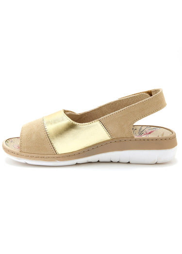 Sandales cuir confortables, extra large Beige